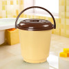 18L Bucket for Bathroom, Kitchen & Home with Lid & Carry Handle | Portable Storage Container Hot & Cold Water Bucket/Balti for Cleaning | Cream-Brown