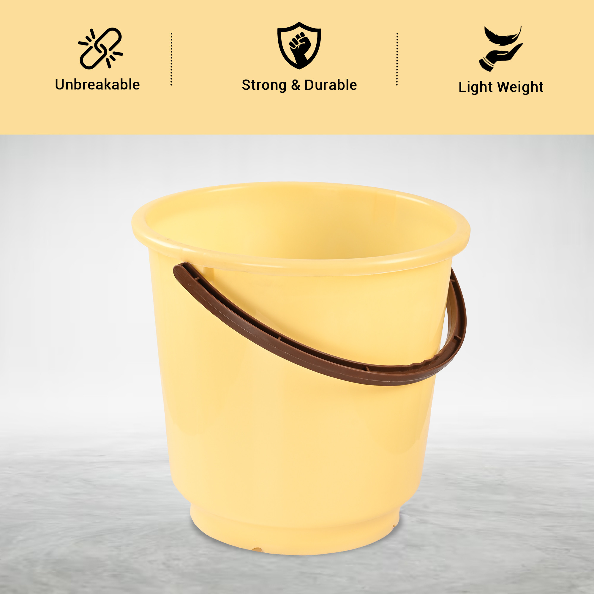 Kuber Industries 18L Bucket for Bathroom Kitchen  Home with Lid  Carry Handle  Portable Storage Container Hot  Cold Water BucketBalti for Cleaning  Cream-Brown