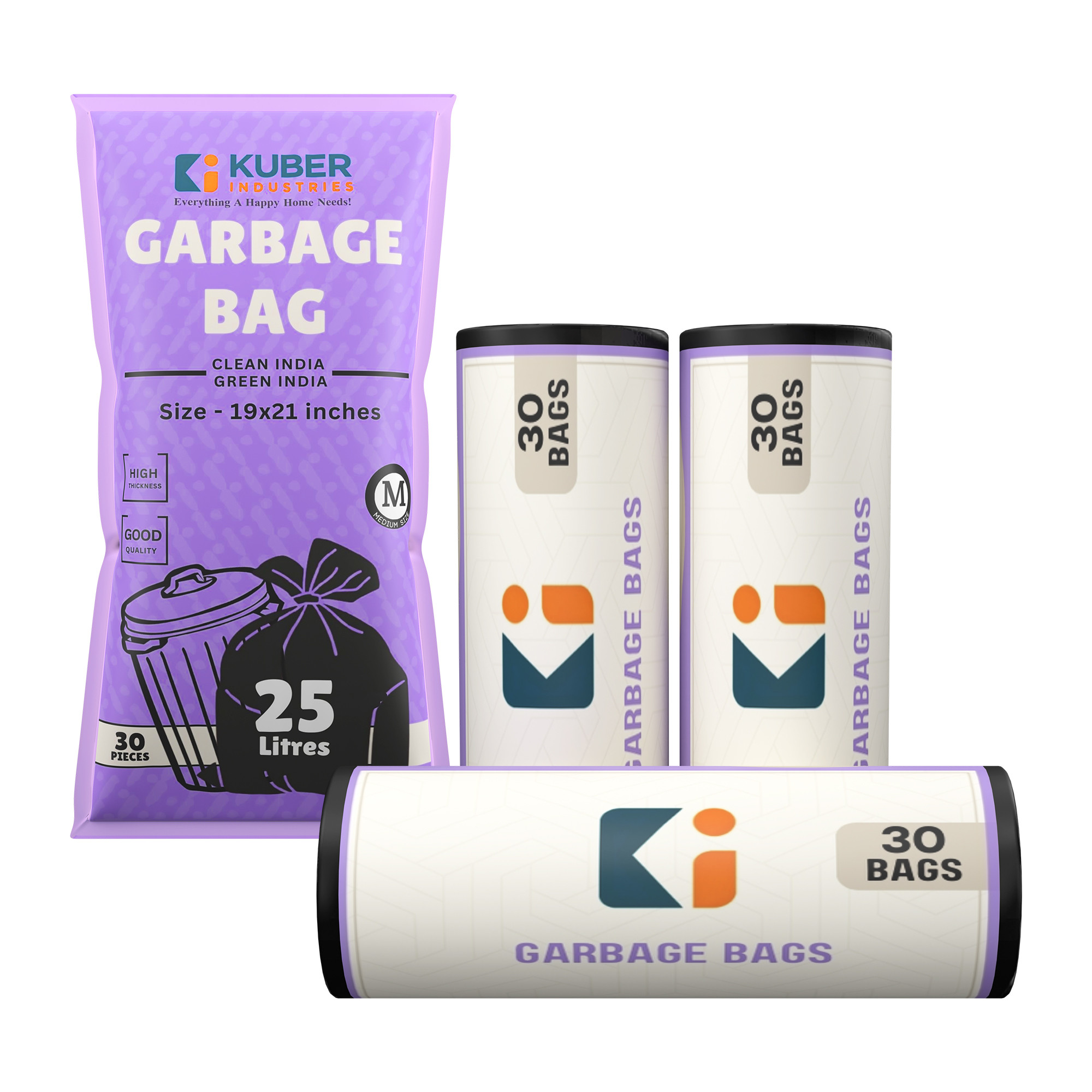 Kuber Industries 19x21 Inches Premium Garbage Bags for Dustbin Dustbin BagTrash Bag For Dry  Wet waste  Odour Free Black Dustbin Bag for Home Office Hotels Hospitals