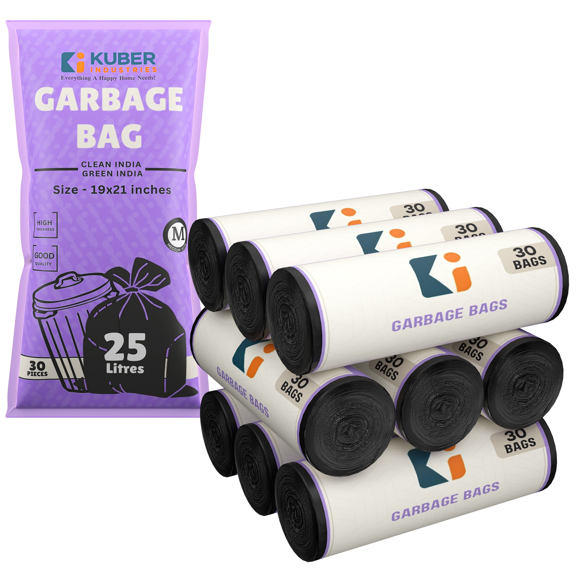 Kuber Industries 19x21 Inches Premium Garbage Bags for Dustbin Dustbin BagTrash Bag For Dry  Wet waste  Odour Free Black Dustbin Bag for Home Office Hotels Hospitals