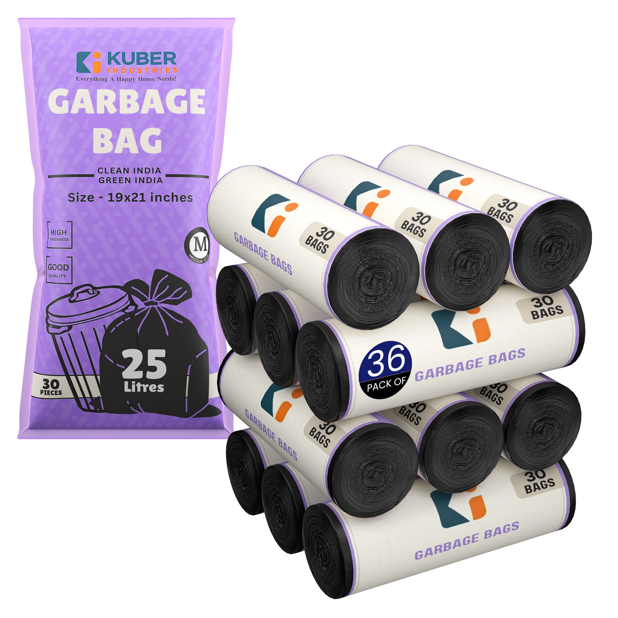Kuber Industries 19x21 Inches Premium Garbage Bags for Dustbin Dustbin BagTrash Bag For Dry  Wet waste  Odour Free Black Dustbin Bag for Home Office Hotels Hospitals