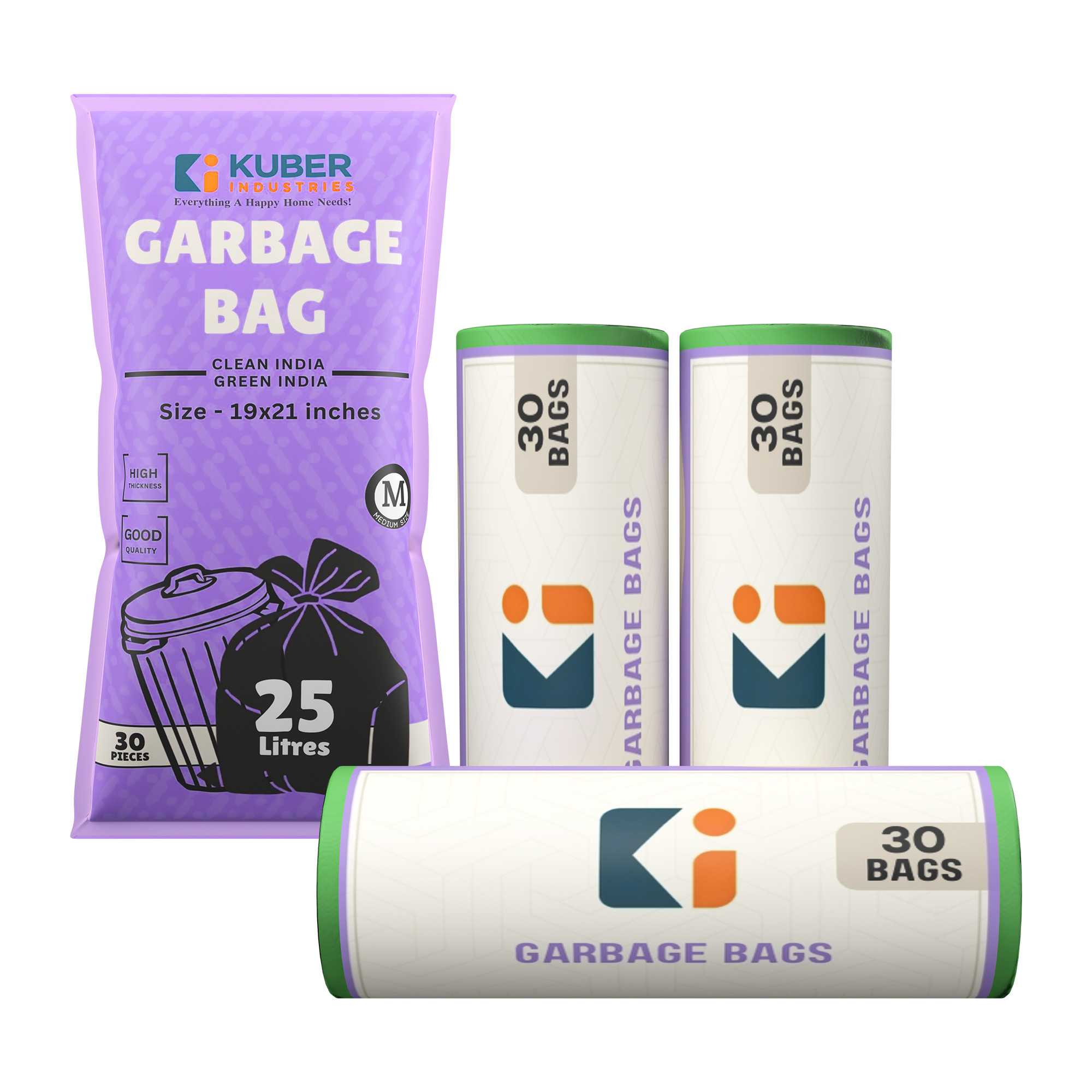 Kuber Industries 19x21 Inches Premium Garbage Bags for Dustbin Dustbin BagTrash Bag For Dry  Wet waste  Odour Free Green Dustbin Bag for Home Office Hotels Hospitals