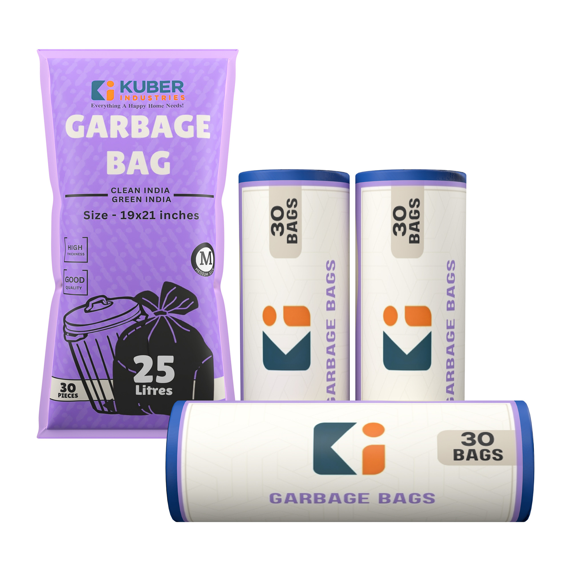Kuber Industries 19x21 Inches Premium Garbage Bags for Dustbin Dustbin BagTrash Bag For Dry  Wet waste  Odour Free Blue Dustbin Bag for Home Office Hotels Hospitals