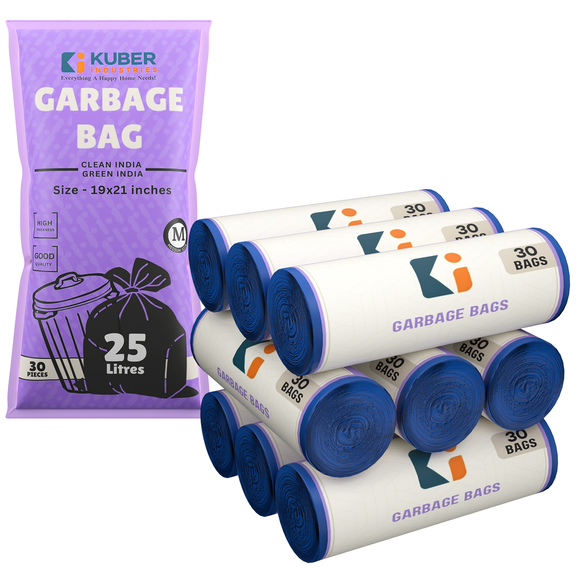 Kuber Industries 19x21 Inches Premium Garbage Bags for Dustbin Dustbin BagTrash Bag For Dry  Wet waste  Odour Free Blue Dustbin Bag for Home Office Hotels Hospitals