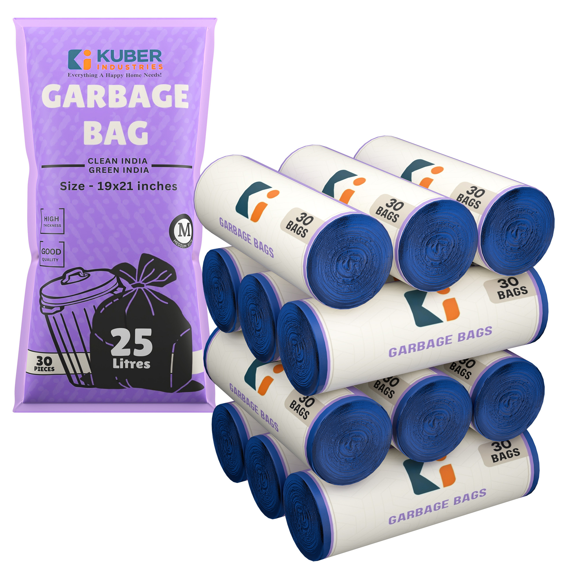 Kuber Industries 19x21 Inches Premium Garbage Bags for Dustbin Dustbin BagTrash Bag For Dry  Wet waste  Odour Free Blue Dustbin Bag for Home Office Hotels Hospitals
