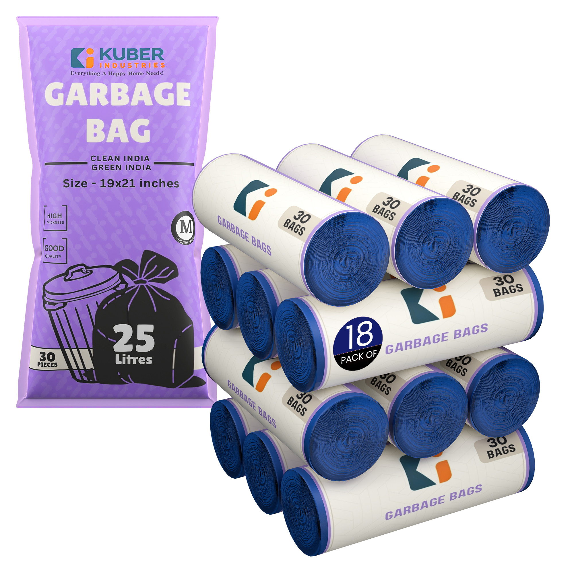 Kuber Industries 19x21 Inches Premium Garbage Bags for Dustbin Dustbin BagTrash Bag For Dry  Wet waste  Odour Free Blue Dustbin Bag for Home Office Hotels Hospitals