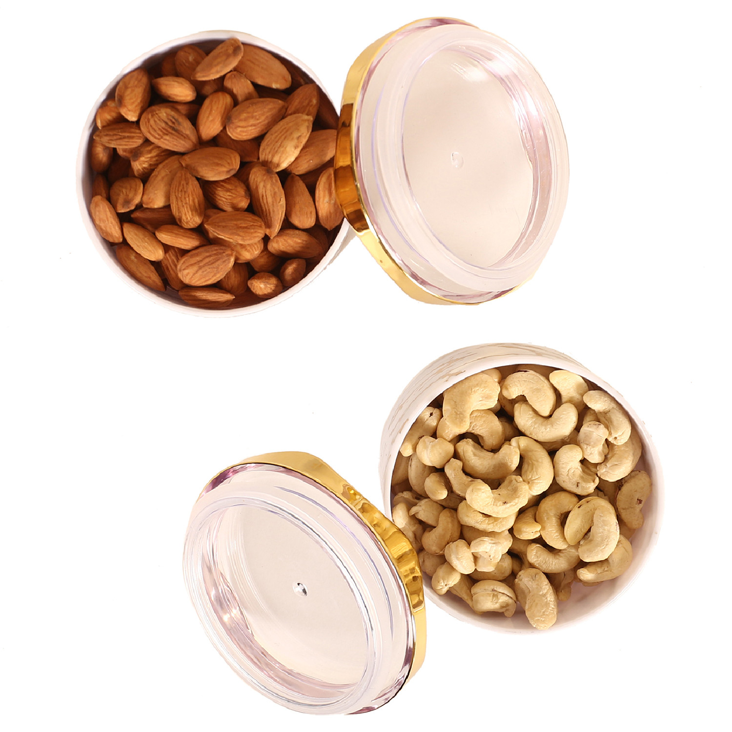 Kuber Industries 2 Bowls Set|Unbreakable Plastic Snackers,Cookies,Nuts Serving Containers|Airtight Jar with Lid,350 ml (White)