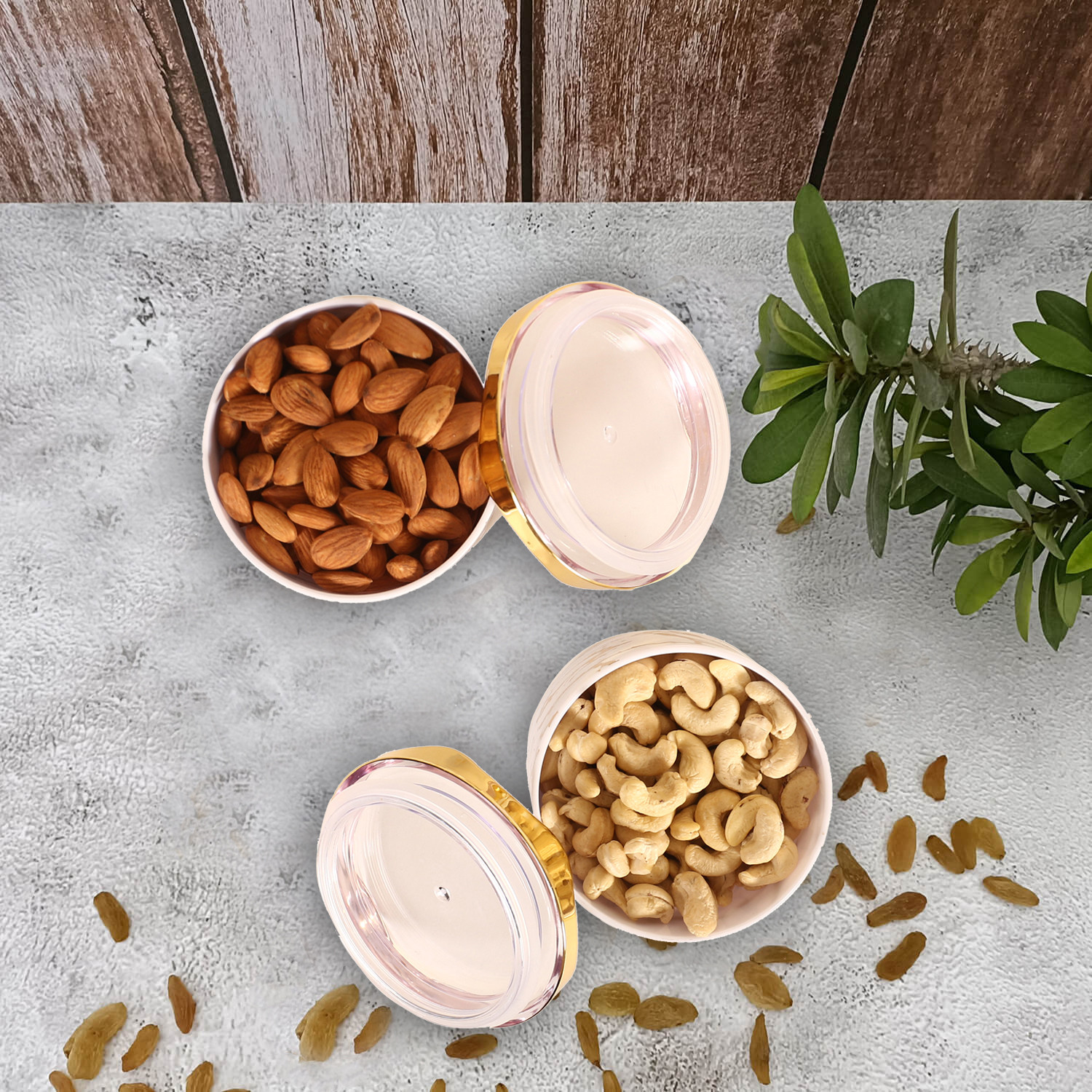 Kuber Industries 2 Bowls Set|Unbreakable Plastic Snackers,Cookies,Nuts Serving Containers|Airtight Jar with Lid,350 ml (White)