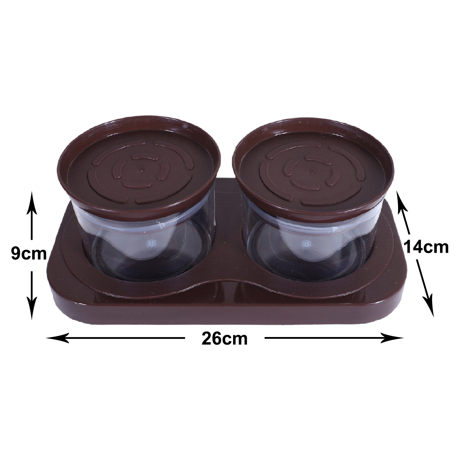 Kuber Industries 2 Containers & Tray Set|Unbreakable Plastic Snackers,Cookies,Nuts Serving Tray|Airtight Containers with Lid,350 ml (Brown)