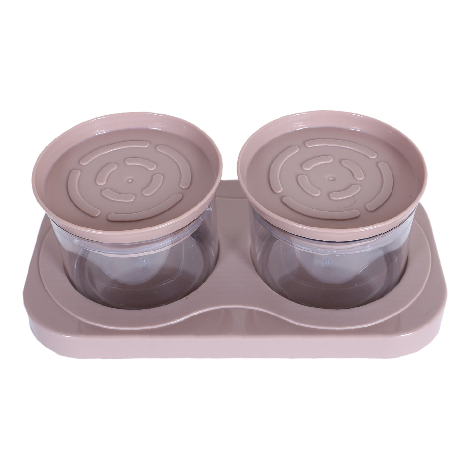 Kuber Industries 2 Containers & Tray Set|Unbreakable Plastic Snackers,Cookies,Nuts Serving Tray|Airtight Containers with Lid,350 ml (Peach)