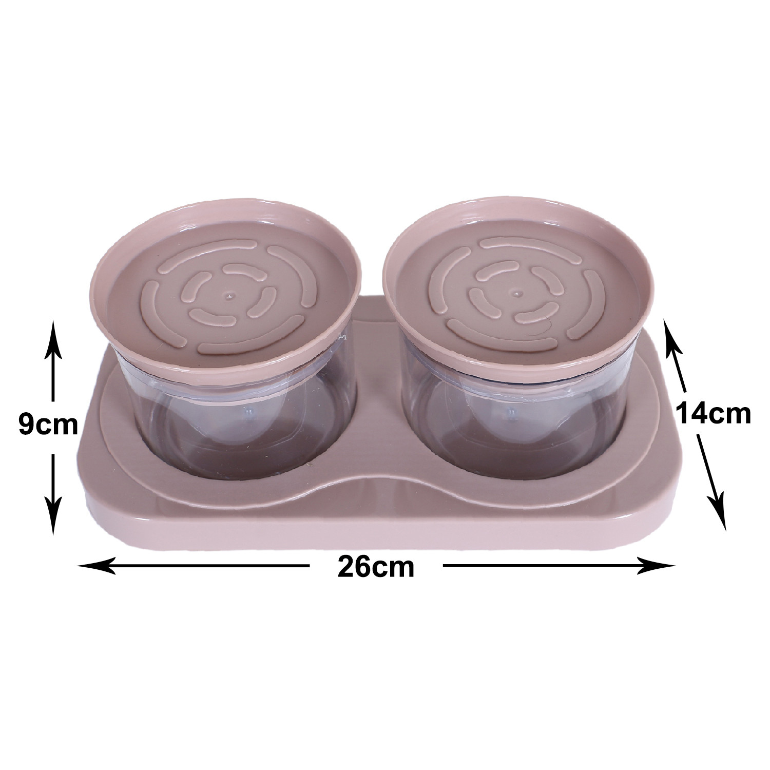 Kuber Industries 2 Containers & Tray Set|Unbreakable Plastic Snackers,Cookies,Nuts Serving Tray|Airtight Containers with Lid,350 ml (Peach)