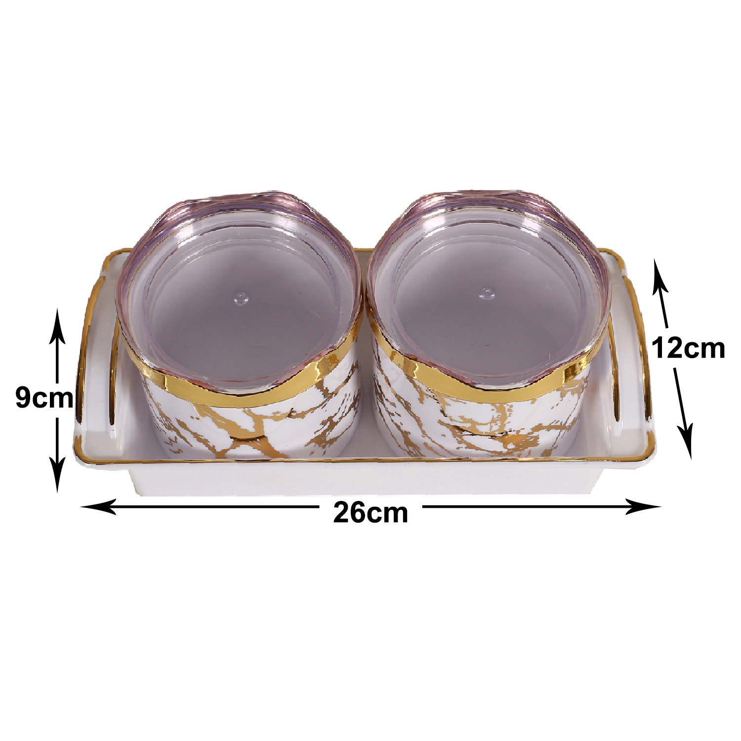 Kuber Industries 2 Containers & Tray Set|Unbreakable Plastic Snackers,Cookies,Nuts Serving Tray|Airtight Containers with Lid,350 ml (White)