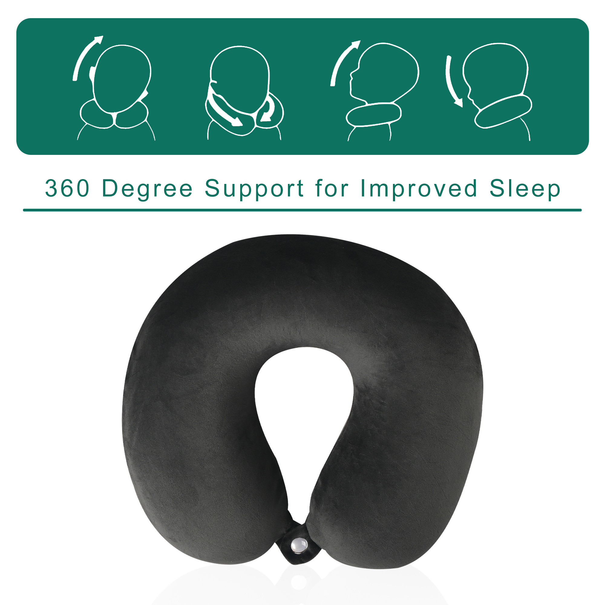 Kuber Industries 2 in 1 Combo Microfiber Travel Neck Pillow for Men  Women with Eye Mask  U-Shaped Neckrest for Travelling  Neck Pillow for Flight Travel Car  Train  Black