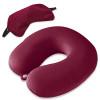 Kuber Industries 2 in 1 Combo Microfiber Travel Neck Pillow for Men &amp; Women with Eye Mask | U-Shaped Neckrest for Travelling | Neck Pillow for Flight Travel, Car &amp; Train | Maroon