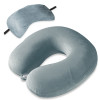 Kuber Industries 2 in 1 Combo Microfiber Travel Neck Pillow for Men &amp; Women with Eye Mask | U-Shaped Neckrest for Travelling | Neck Pillow for Flight Travel, Car &amp; Train | Grey