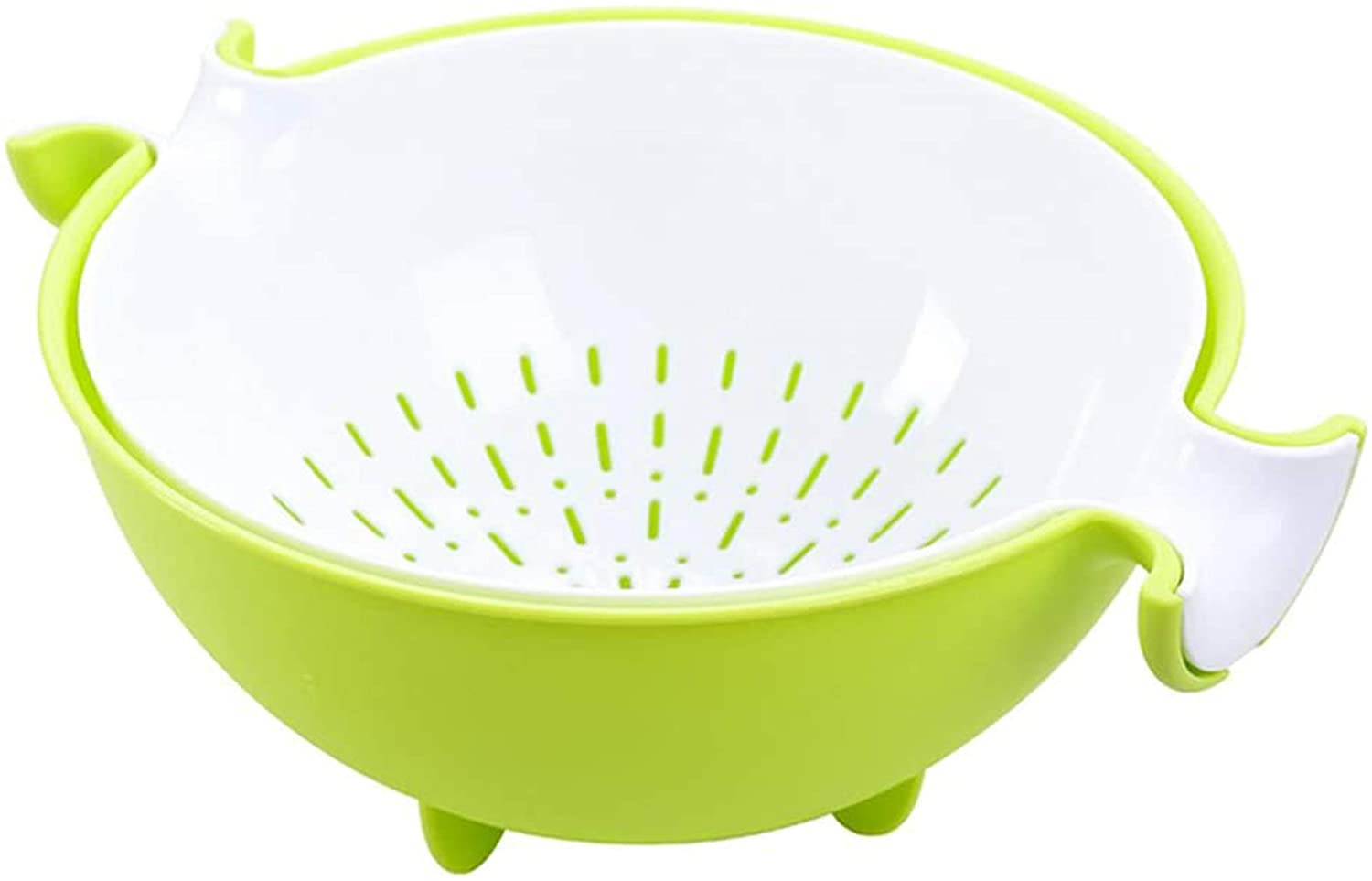 Kuber Industries 2-in-1 kitchen Strainer/Colander & Bowl Sets, Large Plastic Washing Bowl and Strainer, Detachable Colanders Strainers Set, Space-Saver, for Fruits Vegetable Cleaning Washing Mixing, Green-KUBMRT11747