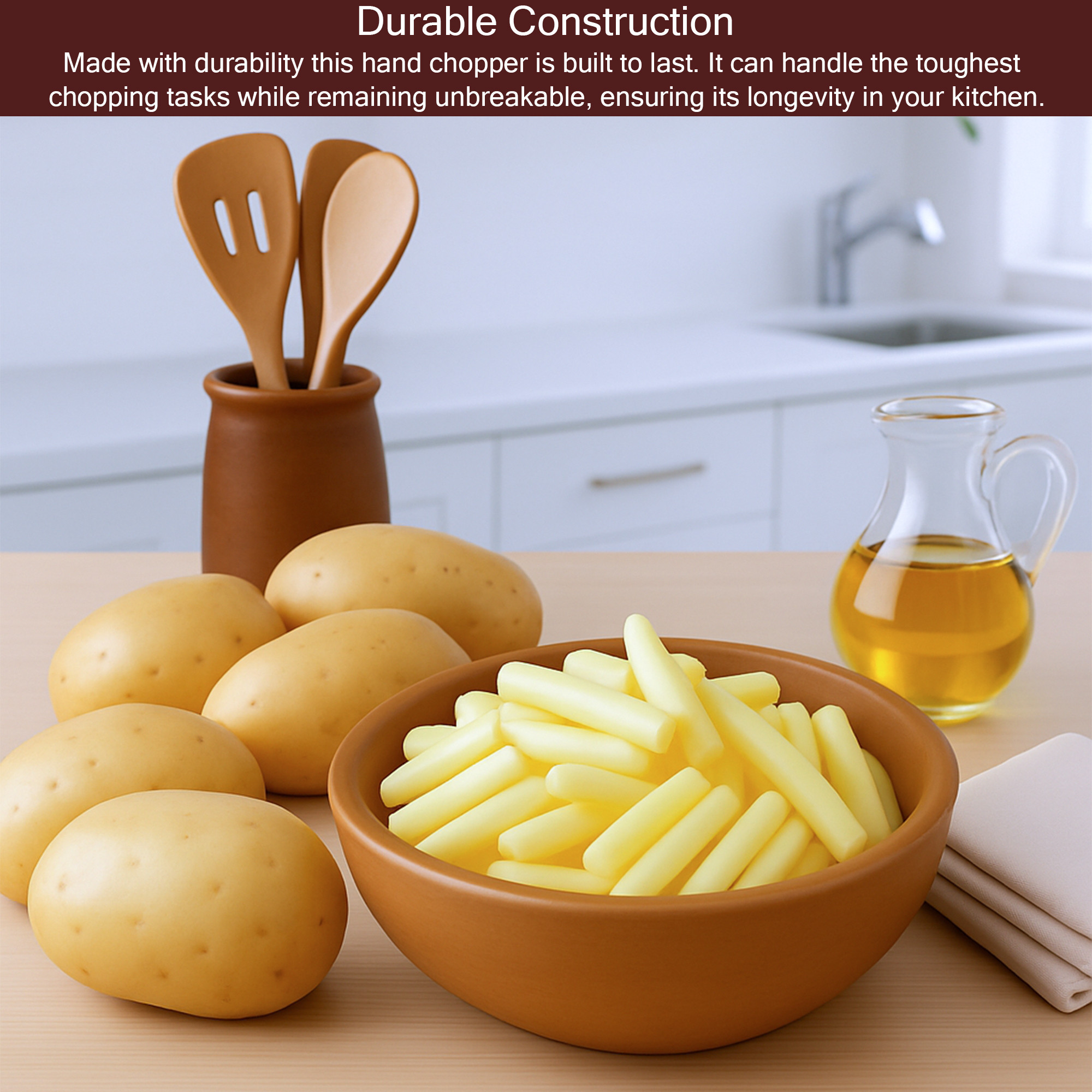 Kuber Industries 2 In 1 Manual Plastic Vegetable Chopper for Kitchen Use with Push-To-Clean Feature  Adjustable Onion  Potato Cutter  Finger Chips Cutter Machine  Assorted