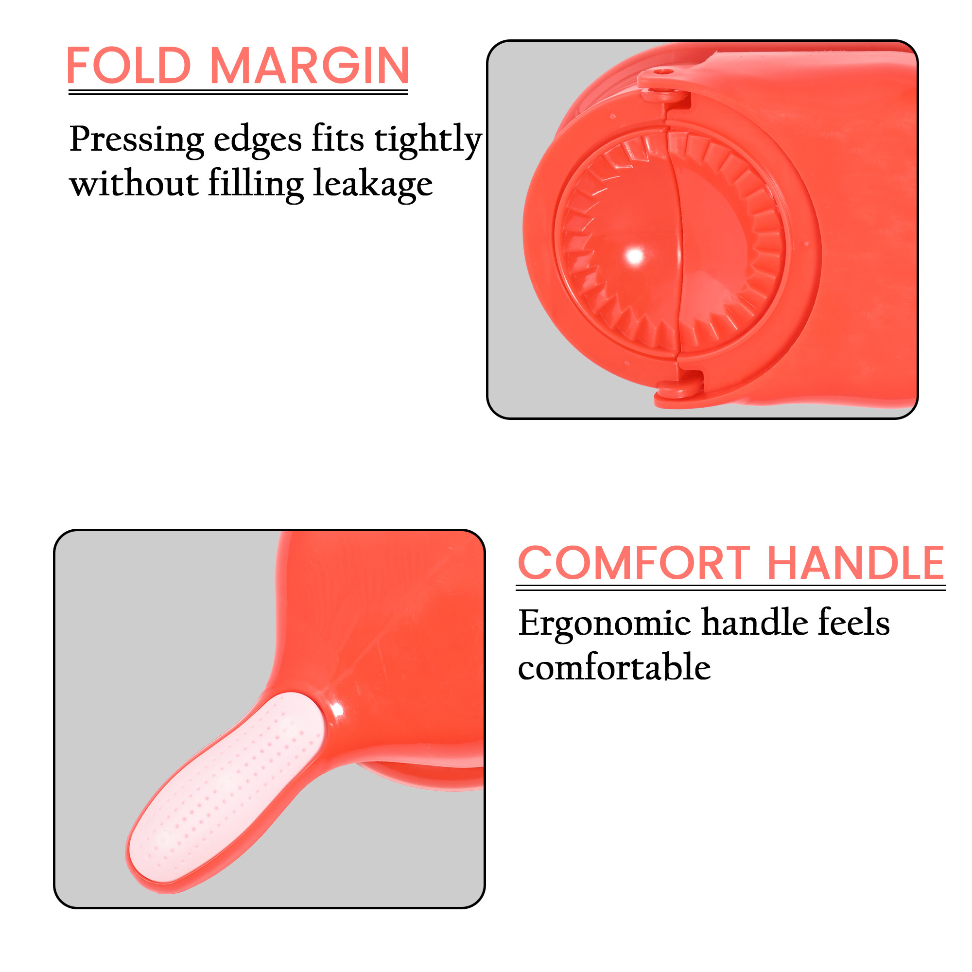 Kuber Industries 2 in 1 Momo  Gujiya Ghughra Dumbling Pressing Machine  Plastic Kolukattai Maker Mould for Kitchen  Puri kolukattai karjikai  Kadabu Maker Mold  Red