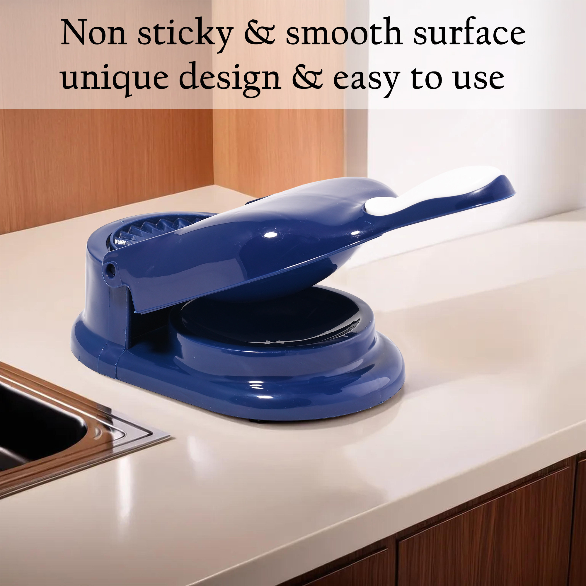 Kuber Industries 2 in 1 Momo  Gujiya Ghughra Dumbling Pressing Machine  Plastic Kolukattai Maker Mould for Kitchen  Puri kolukattai karjikai  Kadabu Maker Mold  Blue