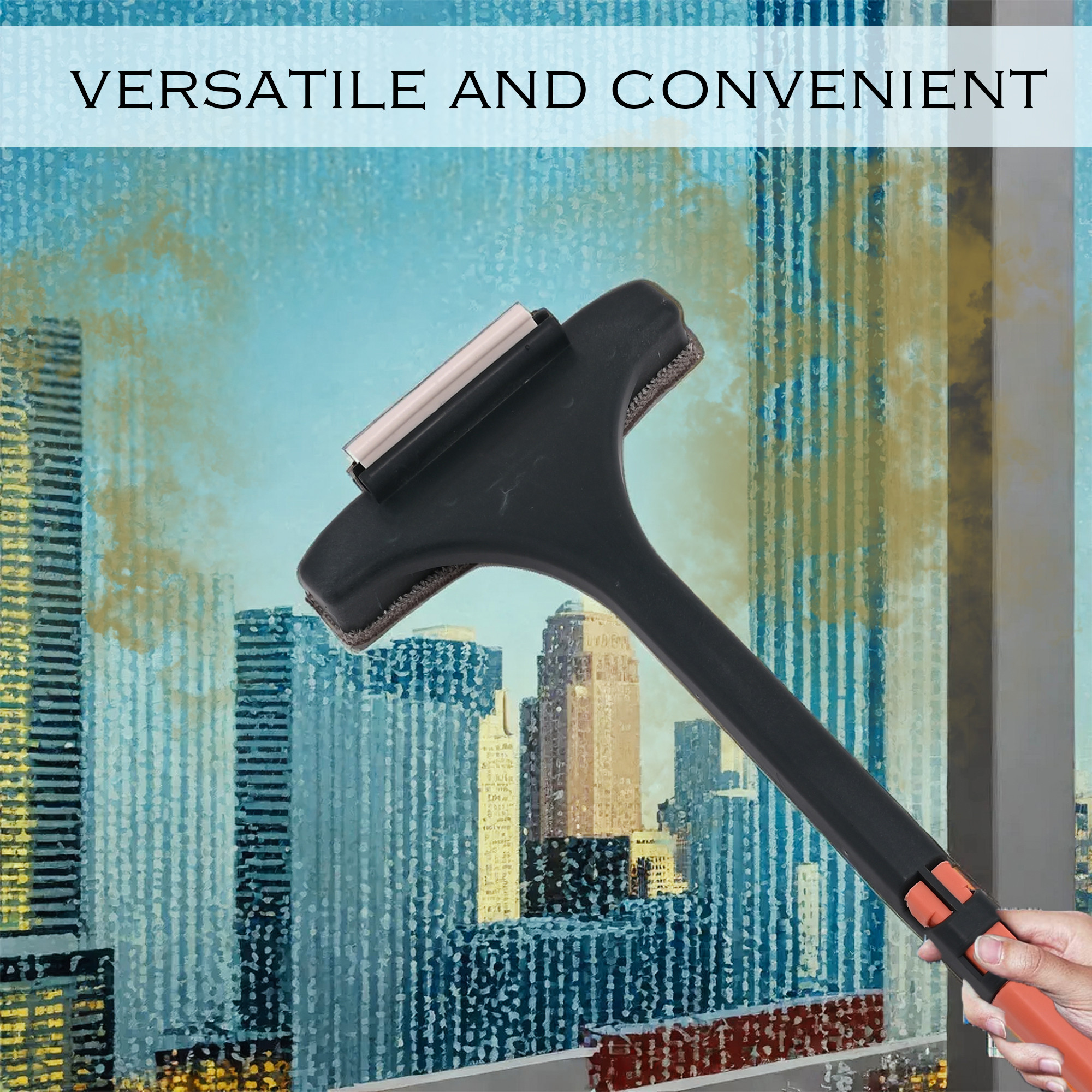 Kuber Industries 2-in-1 Multifunctional Mesh Cleaning Brush for Windows Net  Multipurpose Window Cleaner Double Sided  Expandable BrushWiper Mesh Cleaner for CarHome  Orange  Green