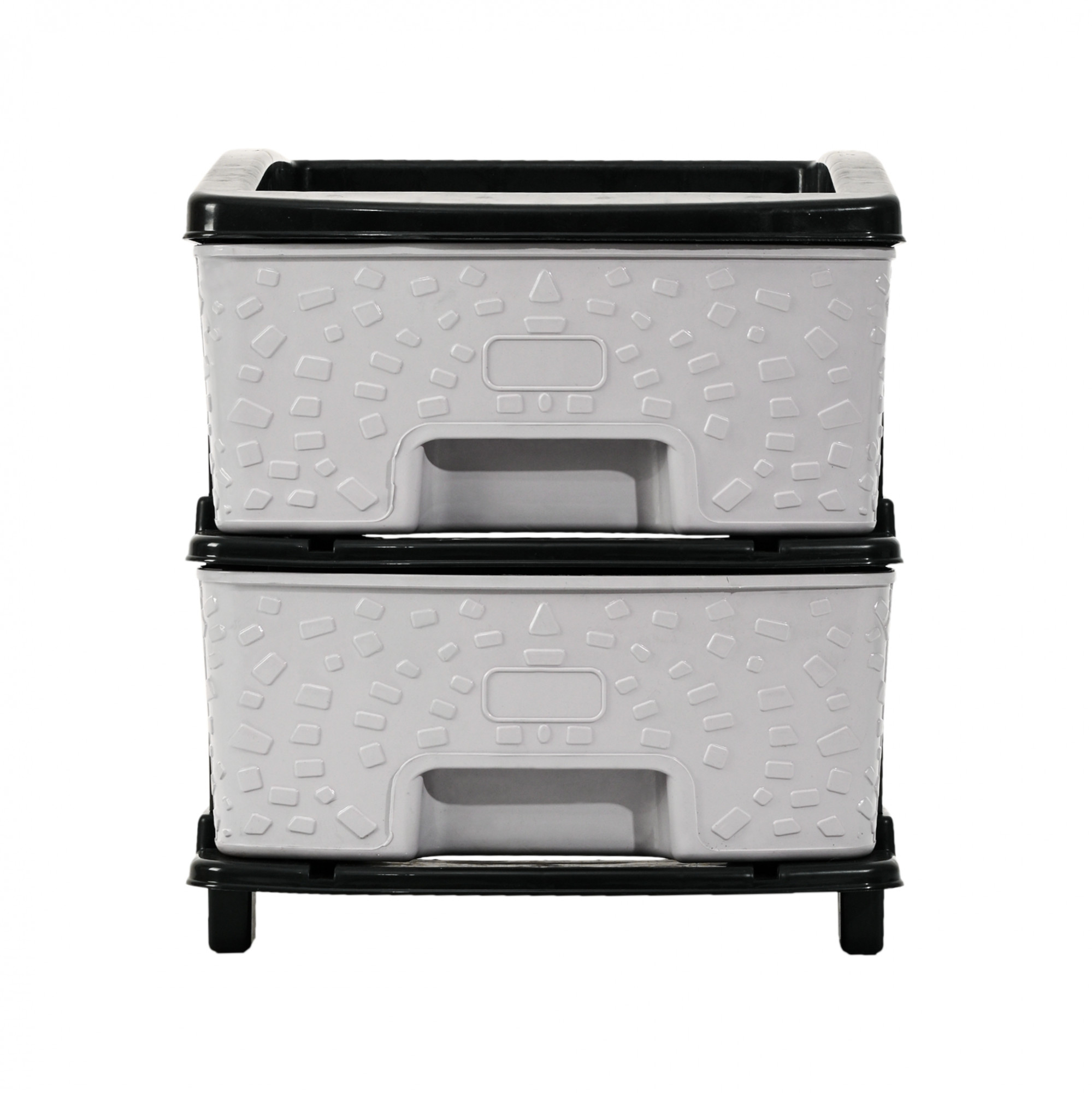 Kuber Industries 2-Layer  19 Ltr Plastic Drawer Storage Organiser  Modular Kitchen  Toy Organizer For Kids Room  Black  Grey