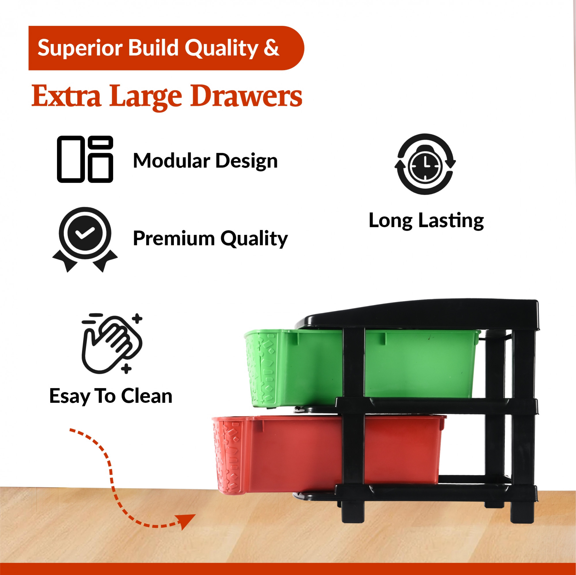 Kuber Industries 2-Layer  19 Ltr Plastic Drawer Storage Organiser  Modular Kitchen  Toy Organizer For Kids Room  Drawers Storage Organizer Rack  Multicolor