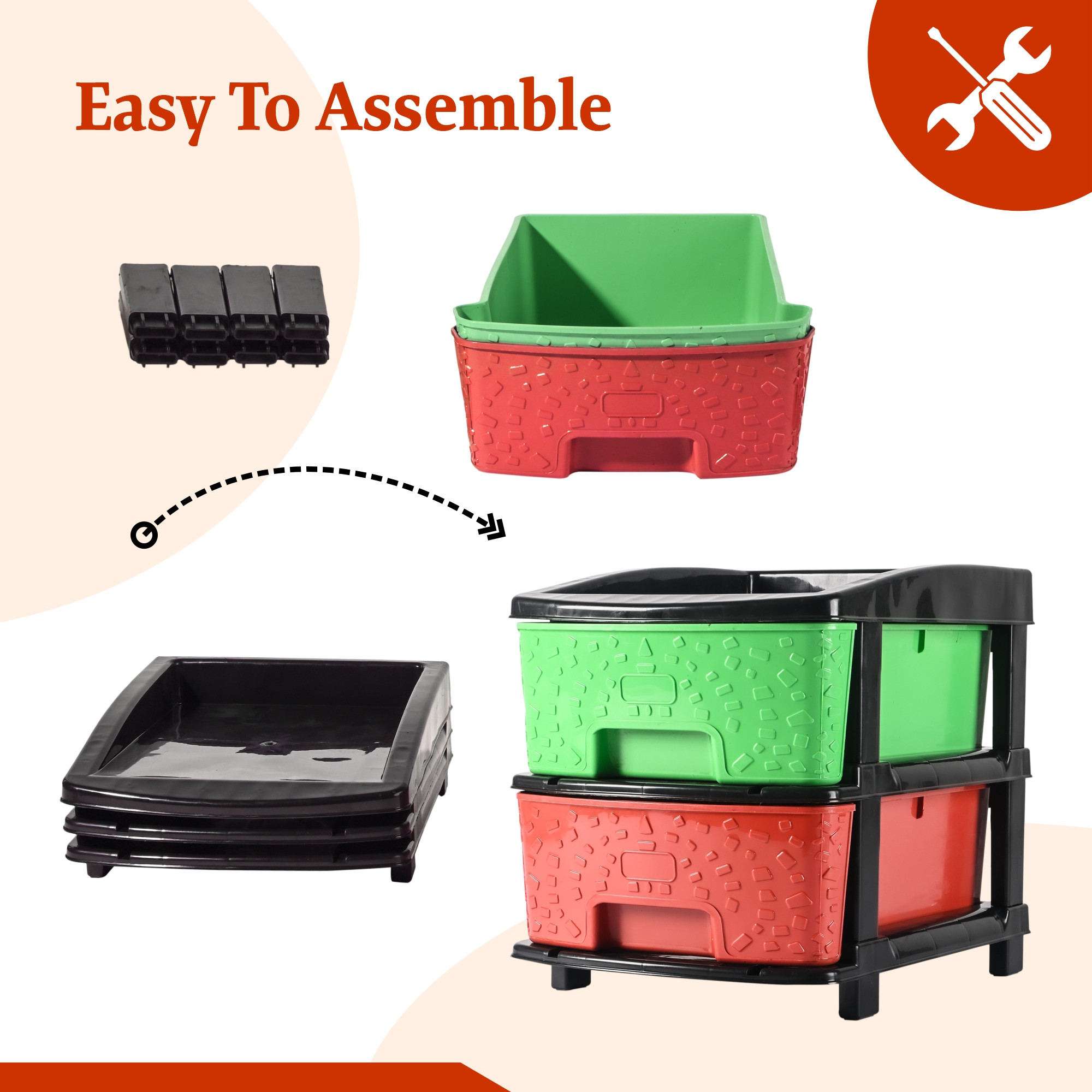 Kuber Industries 2-Layer  19 Ltr Plastic Drawer Storage Organiser  Modular Kitchen  Toy Organizer For Kids Room  Drawers Storage Organizer Rack  Multicolor