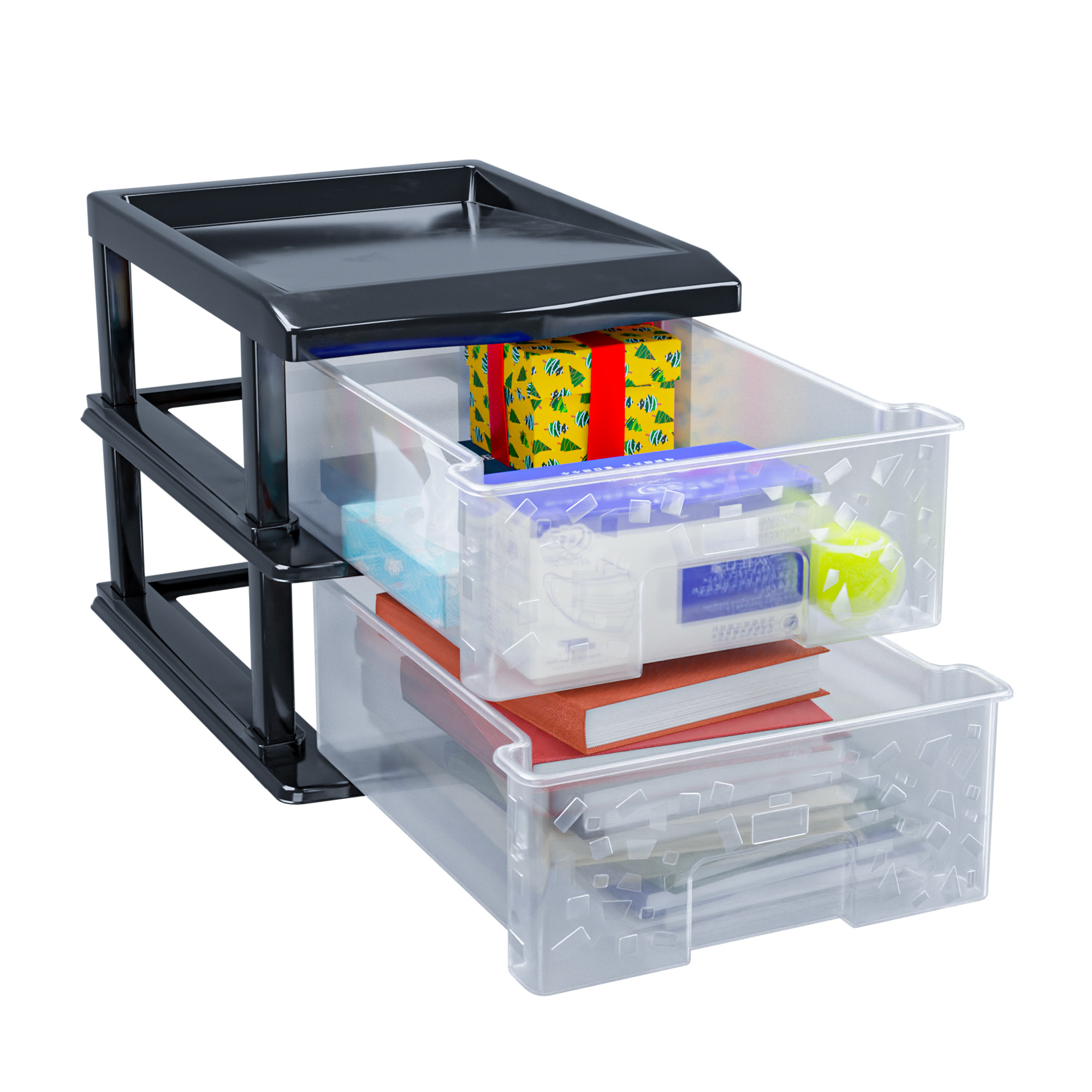 Kuber Industries 2-Layer Collapsible Multipurpose Plastic Drawers Storage Organizer  Modular Kitchen  Toy Organizer For Kids Room Bathroom  Parlour  CabinetsStorage Rack - Transparent