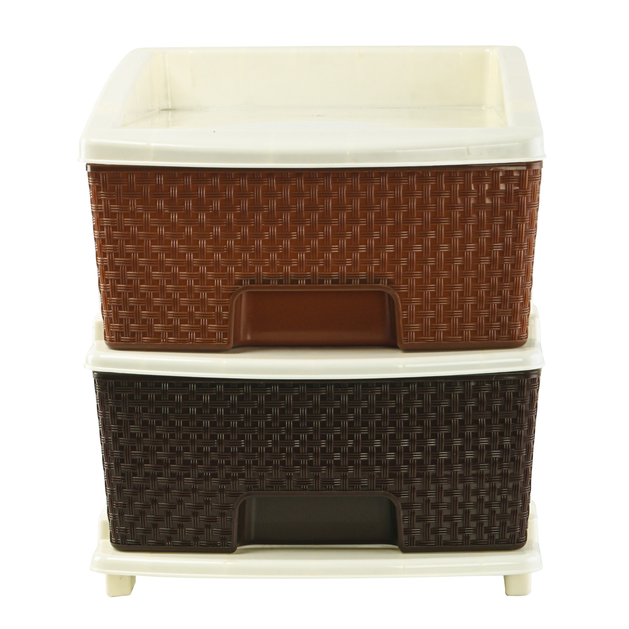 Kuber Industries 2-Layer Plastic Modular Storage Drawer for Home Kitchen  Office  Chest of Drawers Racks for Storage Multipurpose Dress  Toys Organizer for Kids Room  Multi Brown