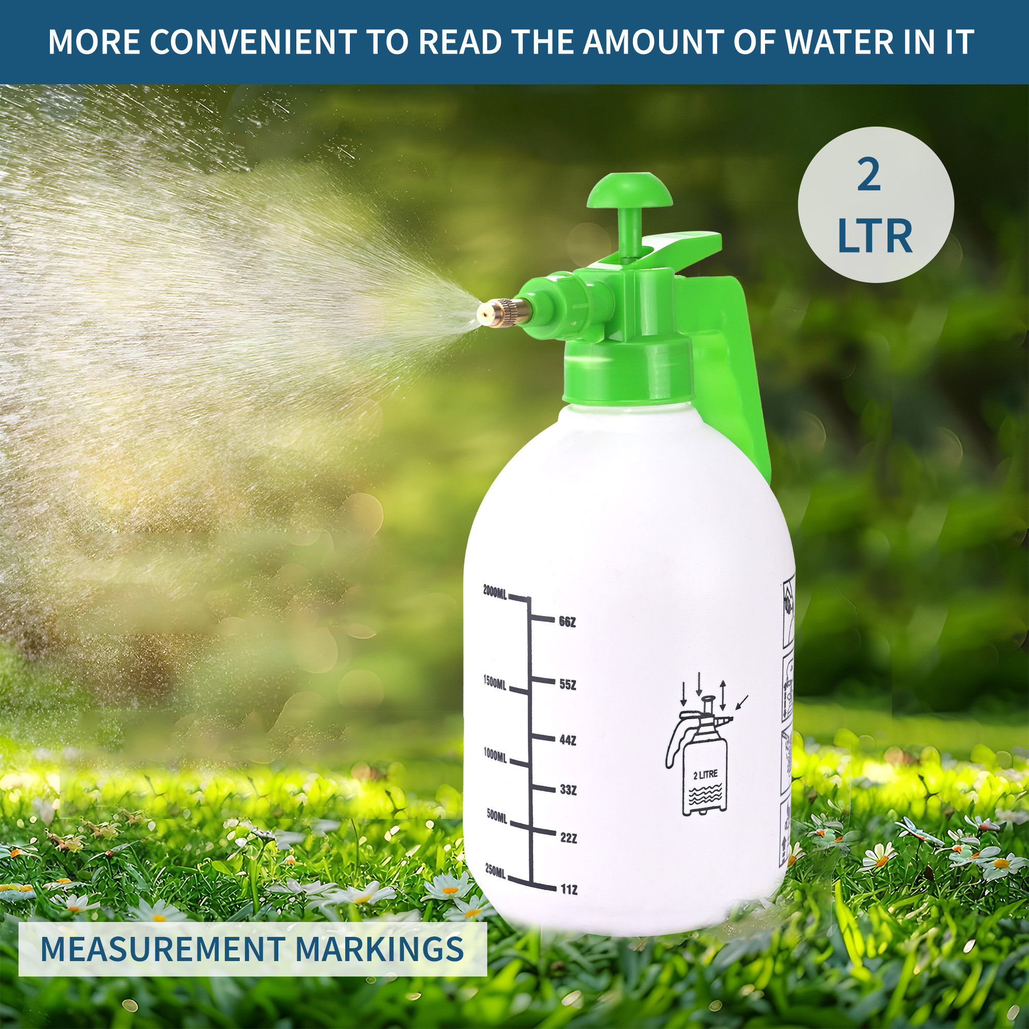 Kuber Industries 2 Liter Water Spray for Plants  Flowers  Watercannon Sprinkler Pressure Sprayer Pump  Plant Spray for Lawn Herbicides Pesticides Fertilizers  Plant Watering Can  White