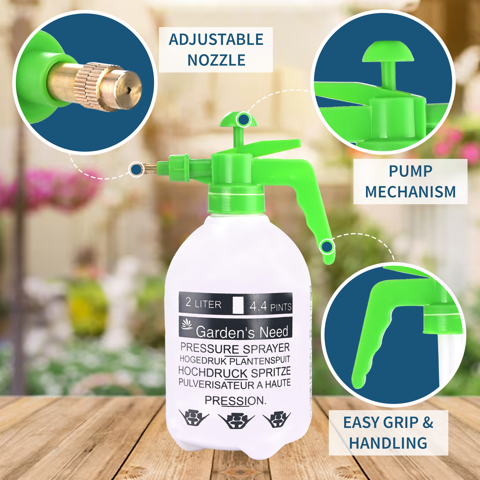 Kuber Industries 2 Liter Water Spray for Plants  Flowers  Watercannon Sprinkler Pressure Sprayer Pump  Plant Spray for Lawn Herbicides Pesticides Fertilizers  Plant Watering Can  White