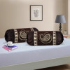 2 Pcs Aesthetic Bolster/Side Pillow Cover with Dori for Sofa &amp; Diwan | Washable Cylindrical Takiya &amp; Round Pillow Cover for Home Decor | Carry Design - Brown