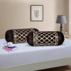 2 Pcs Aesthetic Bolster/Side Pillow Cover with Dori for Sofa &amp; Diwan | Washable Cylindrical Takiya &amp; Round Pillow Cover for Home Decor | Jali Design - Golden Brown