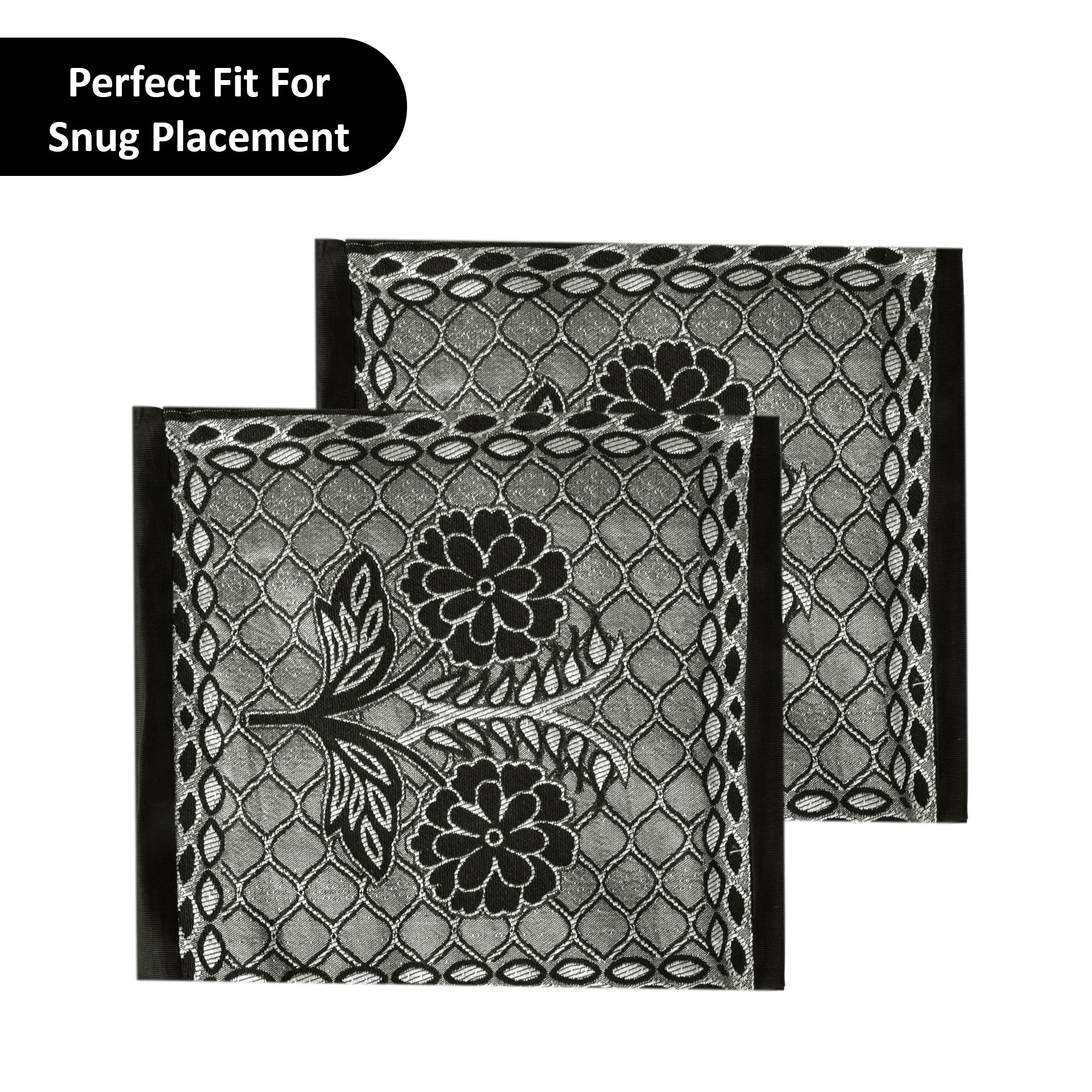Kuber Industries 2 Pcs Aesthetic BolsterSide Pillow Cover with Dori for Sofa  Diwan  Washable Cylindrical Takiya  Round Pillow Cover for Home Decor  Flower Design - Black Grey