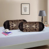 2 Pcs Aesthetic Bolster/Side Pillow Cover with Dori for Sofa &amp; Diwan | Washable Cylindrical Takiya &amp; Round Pillow Cover for Home Decor | Leaf Design - Golden Brown