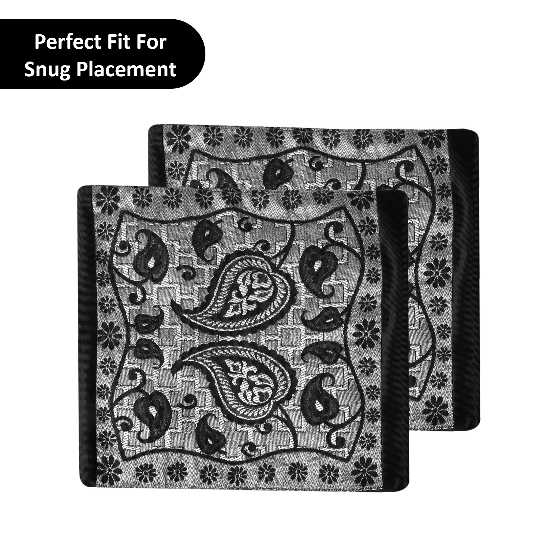 Kuber Industries 2 Pcs Aesthetic BolsterSide Pillow Cover with Dori for Sofa  Diwan  Washable Cylindrical Takiya  Round Pillow Cover for Home Decor  Leaf Design - Black Grey
