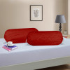 2 Pcs Aesthetic Bolster/Side Pillow Cover with Dori for Sofa &amp; Diwan | Washable Cylindrical Takiya &amp; Round Pillow Cover for Home Decoration | Floral Design - Red