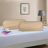 2 Pcs Aesthetic Bolster/Side Pillow Cover with Dori for Sofa &amp; Diwan | Washable Cylindrical Takiya &amp; Round Pillow Cover for Home Decoration | Floral Design - Beige