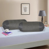 2 Pcs Aesthetic Bolster/Side Pillow Cover with Dori for Sofa &amp; Diwan | Washable Cylindrical Takiya &amp; Round Pillow Cover for Home Decoration | Zig Zag- Grey Golden
