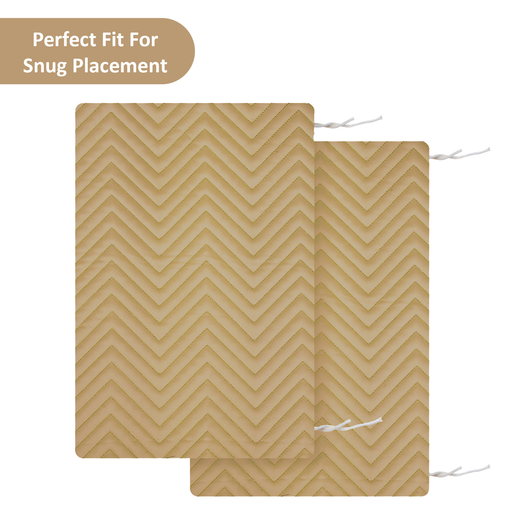 Kuber Industries 2 Pcs Aesthetic BolsterSide Pillow Cover with Dori for Sofa  Diwan  Washable Cylindrical Takiya  Round Pillow Cover for Home Decoration  Zig Zag- Golden