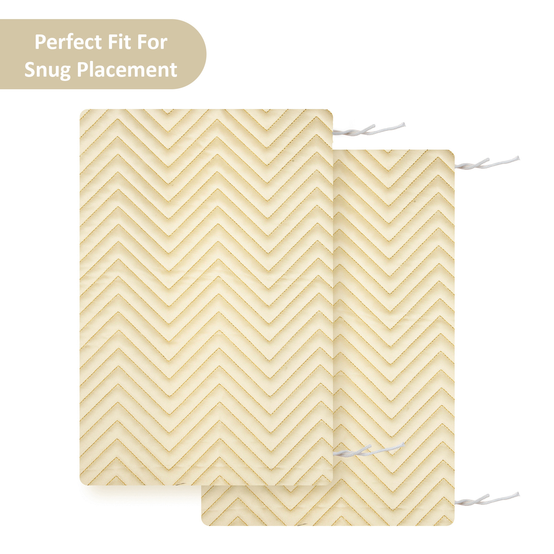 Kuber Industries 2 Pcs Aesthetic BolsterSide Pillow Cover with Dori for Sofa  Diwan  Washable Cylindrical Takiya  Round Pillow Cover for Home Decoration  Zig Zag- Cream Golden