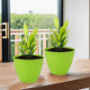 2 Pcs Flower Pots for Garden &amp; Planters for Home Decor | 6 Inch Gamla / Gardening Pots for Balcony &amp; Indoor | Plant Pot for Living Room | Diamond Pattern - Green