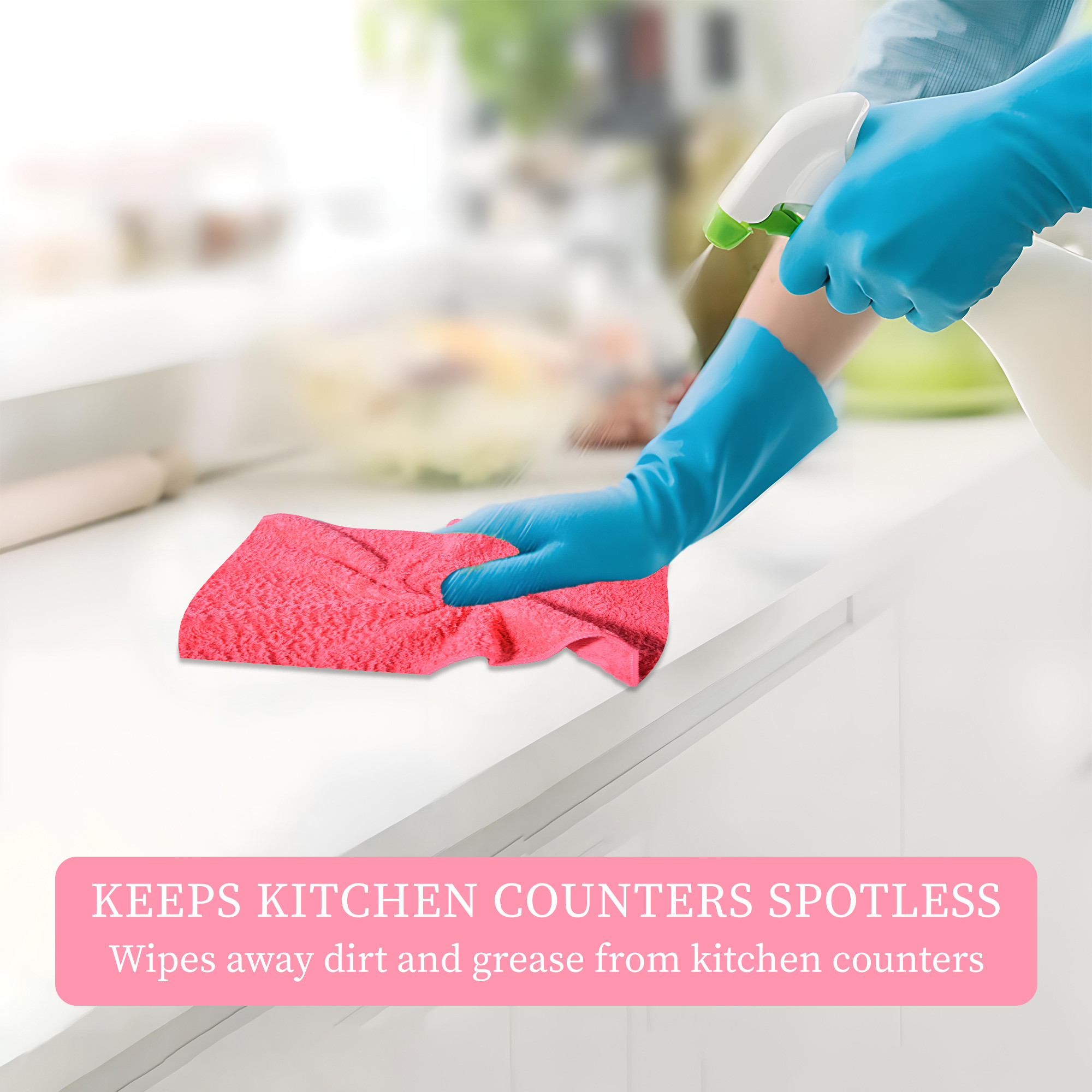 Kuber Industries 2 Pcs Microfiber Cleaning Towel  30x60cm Multipurpose Reusable  Water Absorbent Towels For Cleaning Glass Kitchens  Bathrooms  350 GSM  Pink