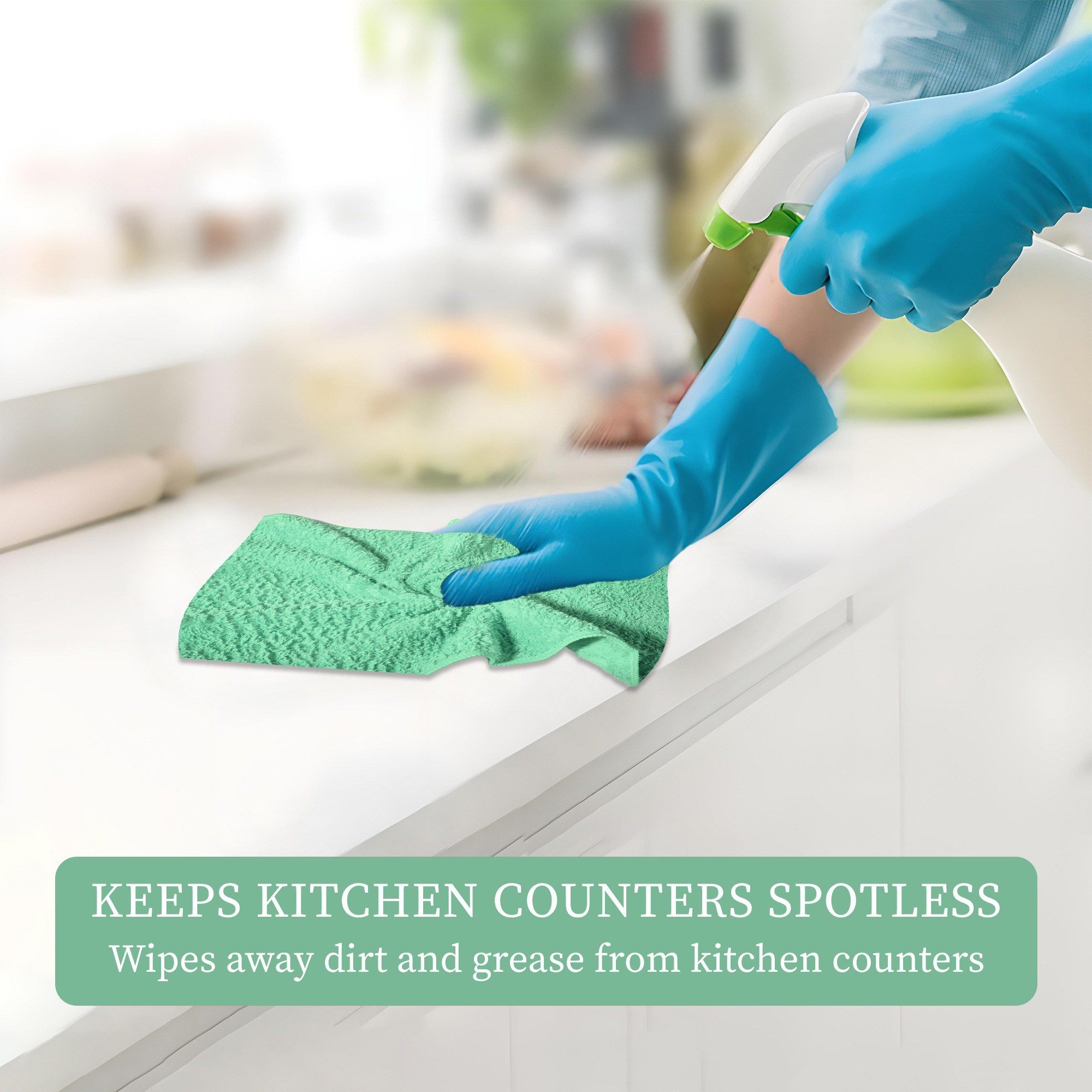 Kuber Industries 2 Pcs Microfiber Cleaning Towel  30x60cm Multipurpose Reusable  Water Absorbent Towels For Cleaning Glass Kitchens  Bathrooms  350 GSM  Green