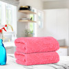2 Pcs Microfiber Cleaning Towel | 30x60cm Multipurpose, Reusable & Water Absorbent Towels For Cleaning Glass, Kitchens & Bathrooms | 350 GSM | Pink