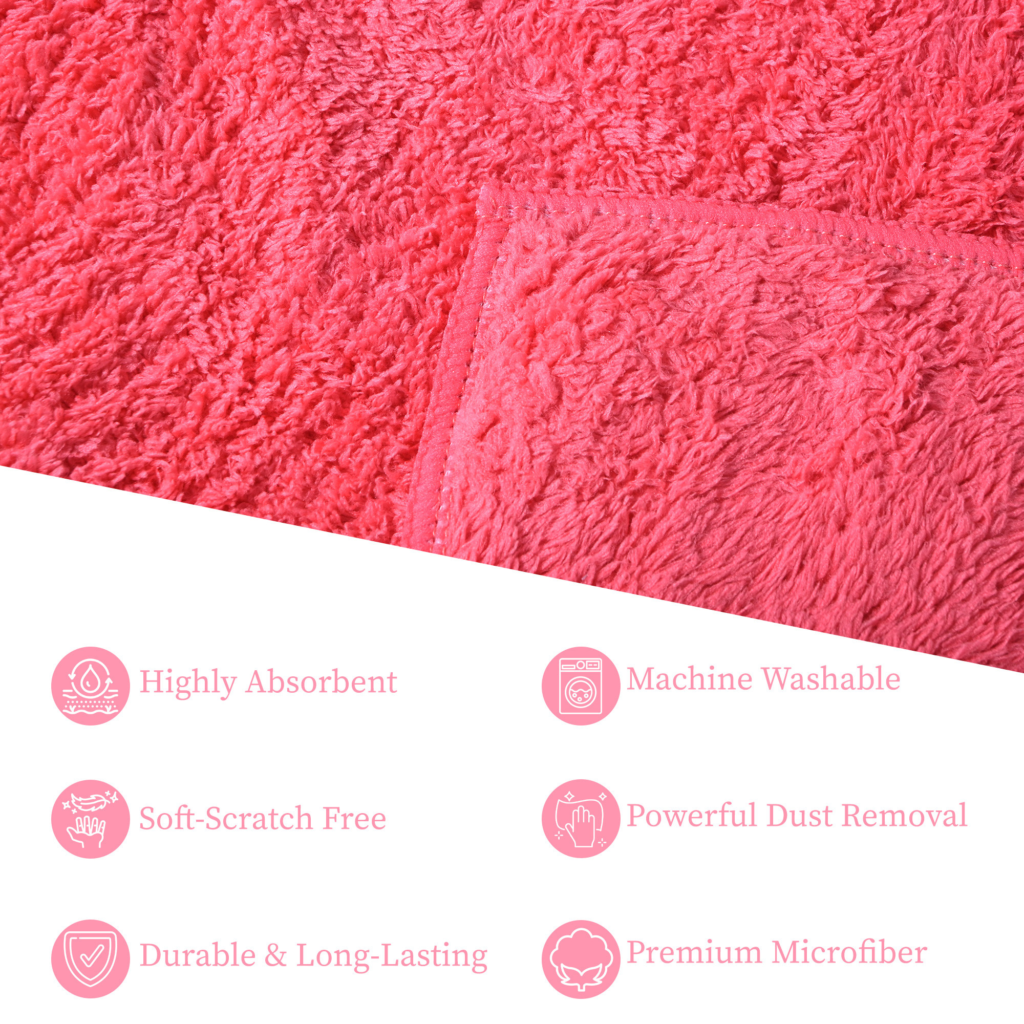 Kuber Industries 2 Pcs Microfiber Cleaning Towel  30x60cm Multipurpose Reusable  Water Absorbent Towels For Cleaning Glass Kitchens  Bathrooms  350 GSM  Pink