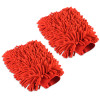 Microfiber Double Sided 50GSM Car Washing Gloves | Super Absorbent Chenille Mitt Gloves - Perfect Wash Cleaning for Bike, Auto, Cars Interior and Exterior | Red