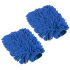 Microfiber Double Sided 50GSM Car Washing Gloves | Super Absorbent Chenille Mitt Gloves - Perfect Wash Cleaning for Bike, Auto, Cars Interior and Exterior | Blue