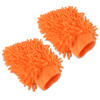Microfiber Double Sided 50GSM Car Washing Gloves | Super Absorbent Chenille Mitt Gloves - Perfect Wash Cleaning for Bike, Auto, Cars Interior and Exterior | Orange