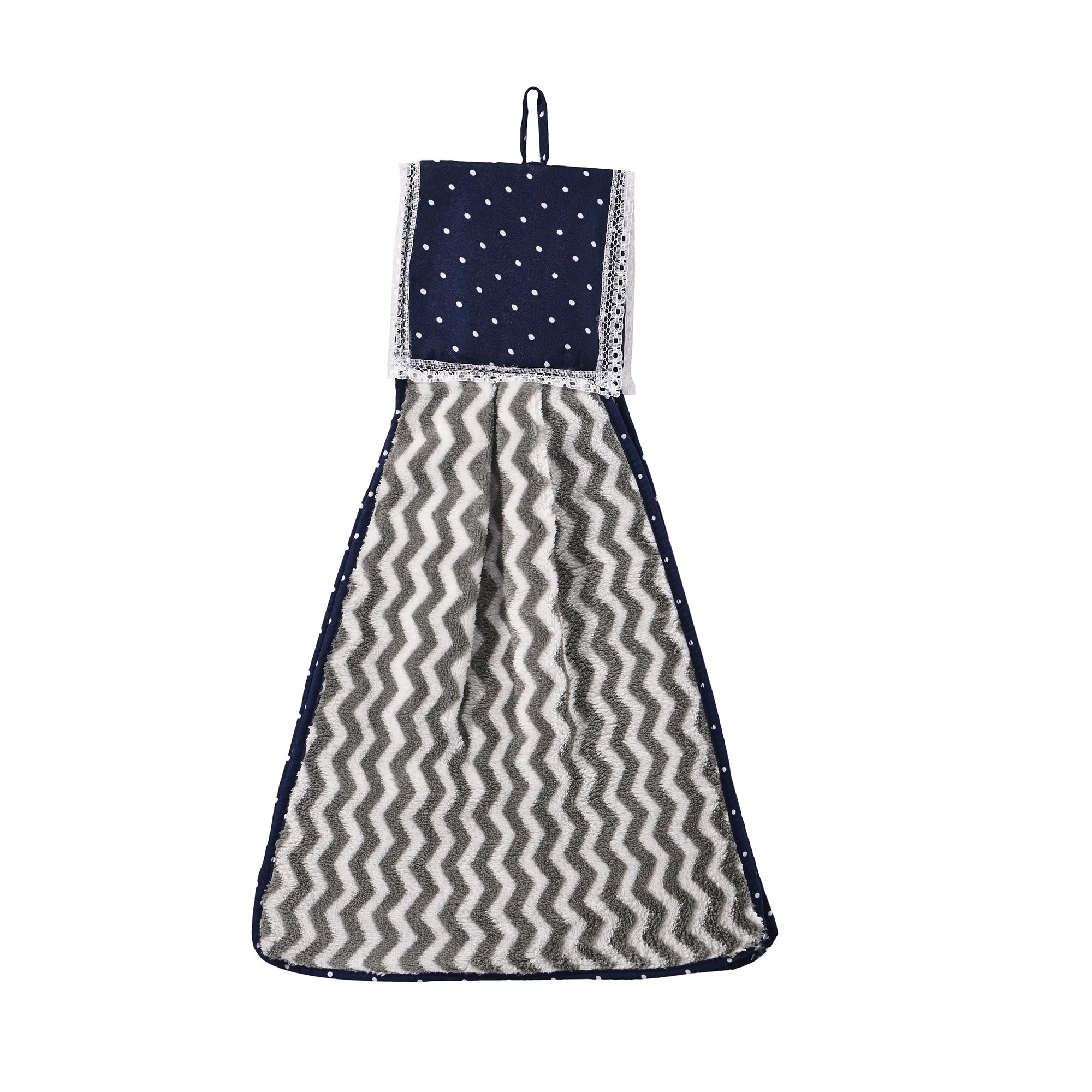 Kuber Industries 2 Pcs Microfiber Wash Basin Hand Towel with Hanging Loop  Soft Hanging Hand Towel for Kitchen and Bathroom  Quick-Dry Wash Basin Napkins for Everyday Use  Zig Zag - Grey